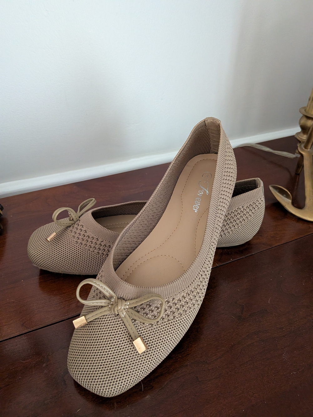 Comfort Knit Ballet Flats in Taupe